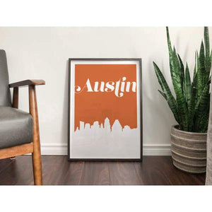 Austin Texas retro inspired city skyline - 5x7 Unframed Print / Sienna - Retro Skyline