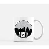 Austin Texas skyline and city map design | in multiple colors - Mug | 11 oz / Black - City Road Maps