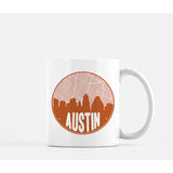 Austin Texas skyline and city map design | in multiple colors - Mug | 11 oz / Chocolate - City Road Maps
