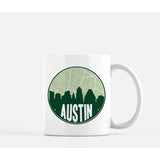 Austin Texas skyline and city map design | in multiple colors - Mug | 11 oz / Green - City Road Maps