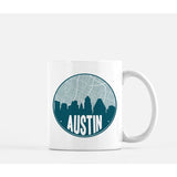 Austin Texas skyline and city map design | in multiple colors - Mug | 11 oz / Teal - City Road Maps