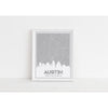 Austin Texas skyline and map with coordinates - 5x7 Unframed Print / Silver - Road Map and Skyline