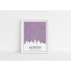 Austin Texas skyline and map with coordinates - 5x7 Unframed Print / Thistle - Road Map and Skyline