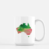Australia watercolor silhouette - Mug | 11 oz / Pink + Green - Watercolor Silhouettes
