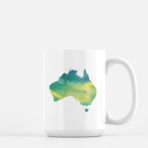 Australia watercolor silhouette - Mug | 11 oz / Yellow + Teal - Watercolor Silhouettes