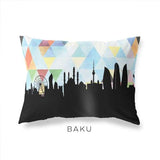 Baku Azerbaijan geometric skyline - Pillow | Lumbar / LightSkyBlue - Geometric Skyline