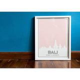 Bali Indonesia road map and skyline - 5x7 Unframed Print / MistyRose - Road Map and Skyline