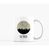 Baltimore Maryland city skyline with vintage Baltimore map - Mug | 11 oz - City Map Skyline