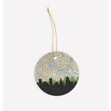 Baltimore Maryland city skyline with vintage Baltimore map - Ornament - City Map Skyline