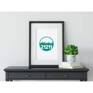 Baltimore Maryland colorblocked ZIP code and skyline - 5x7 Unframed Print / Teal - ZIP Code