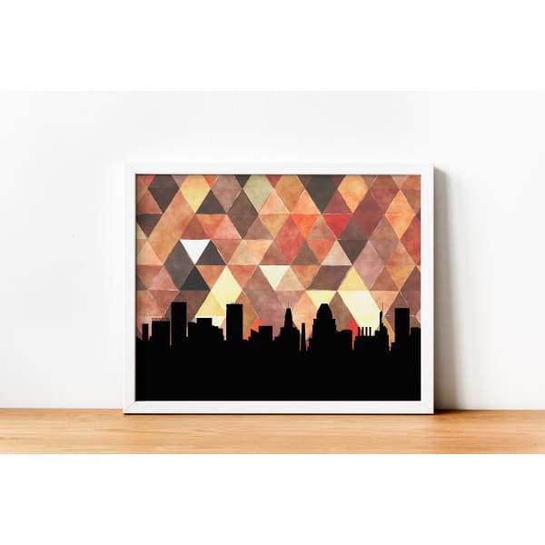 Baltimore Maryland geometric skyline - 5x7 Unframed Print / Orange - Geometric Skyline