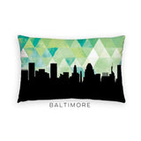 Baltimore Maryland geometric skyline - Pillow | Lumbar / Green - Geometric Skyline