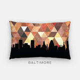 Baltimore Maryland geometric skyline - Pillow | Lumbar / Orange - Geometric Skyline