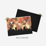 Baltimore Maryland geometric skyline - Pouch | Small / Orange - Geometric Skyline