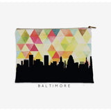 Baltimore Maryland geometric skyline - Pouch | Small / Yellow - Geometric Skyline