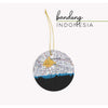 Bandung Indonesia city skyline with vintage Bandung map - Ornament - City Map Skyline