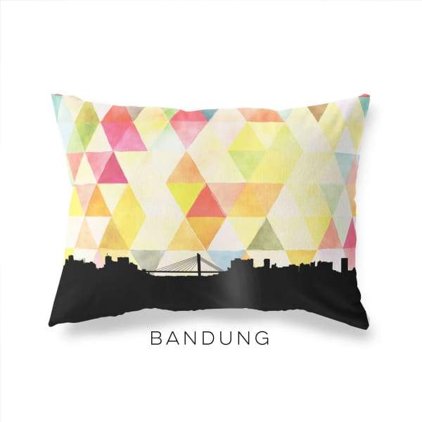 Bandung Indonesia geometric skyline - Pillow | Lumbar / Yellow - Geometric Skyline