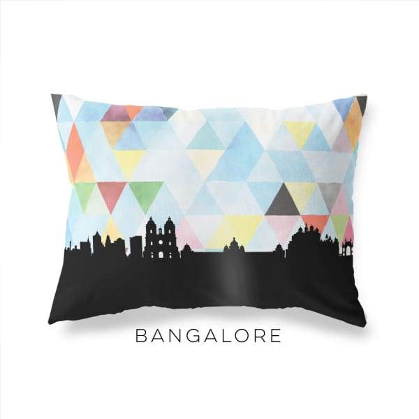 Bangalore India geometric skyline - Pillow | Lumbar / LightSkyBlue - Geometric Skyline