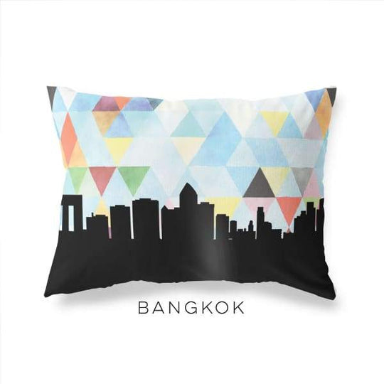 Bangkok Thailand geometric skyline - Pillow | Lumbar / LightSkyBlue - Geometric Skyline