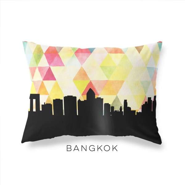 Bangkok Thailand geometric skyline - Pillow | Lumbar / Yellow - Geometric Skyline