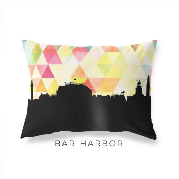 Bar Harbor Maine geometric skyline - Pillow | Lumbar / Yellow - Geometric Skyline