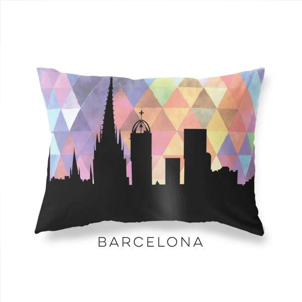 Barcelona Spain geometric skyline - Pillow | Lumbar / RebeccaPurple - Geometric Skyline