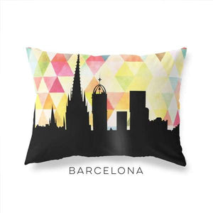 Barcelona Spain geometric skyline - Pillow | Lumbar / Yellow - Geometric Skyline