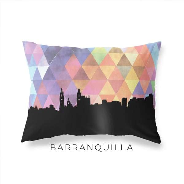 Barranquilla Colombia geometric skyline - Pillow | Lumbar / RebeccaPurple - Geometric Skyline