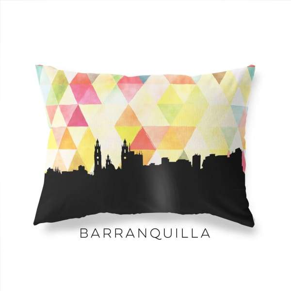 Barranquilla Colombia geometric skyline - Pillow | Lumbar / Yellow - Geometric Skyline