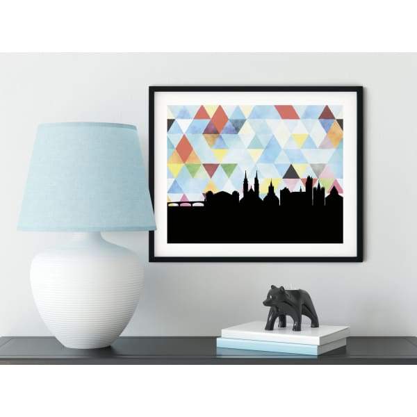 Basel Switzerland geometric skyline - 5x7 Unframed Print / LightSkyBlue - Geometric Skyline