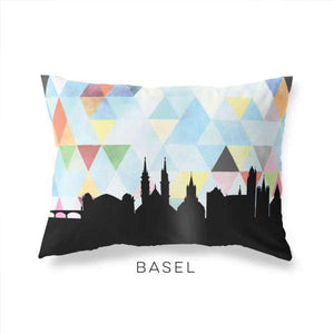 Basel Switzerland geometric skyline - Pillow | Lumbar / LightSkyBlue - Geometric Skyline