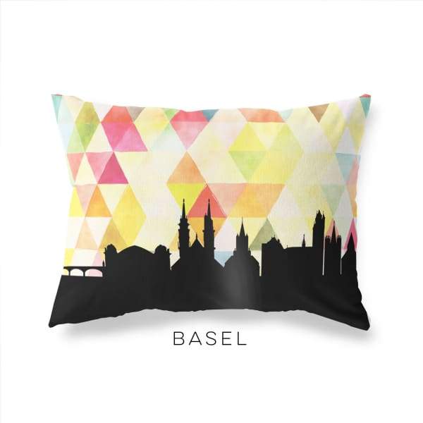 Basel Switzerland geometric skyline - Pillow | Lumbar / Yellow - Geometric Skyline