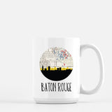 Baton Rouge Louisiana city skyline with vintage Baton Rouge map - Mug | 15 oz - City Map Skyline