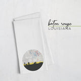 Baton Rouge Louisiana city skyline with vintage Baton Rouge map - Tea Towel - City Map Skyline