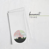 Beaumont Texas city skyline with vintage Beaumont map - Tea Towel - City Map Skyline