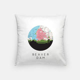 Beaver Dam Wisconsin city skyline with vintage Beaver Dam map - Pillow | Square - City Map Skyline