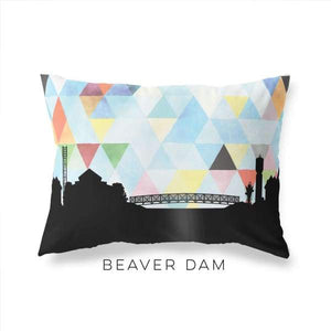 Beaver Dam Wisconsin geometric skyline - Pillow | Lumbar / LightSkyBlue - Geometric Skyline