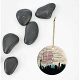 Beijing China city skyline with vintage Beijing map - City Map Skyline