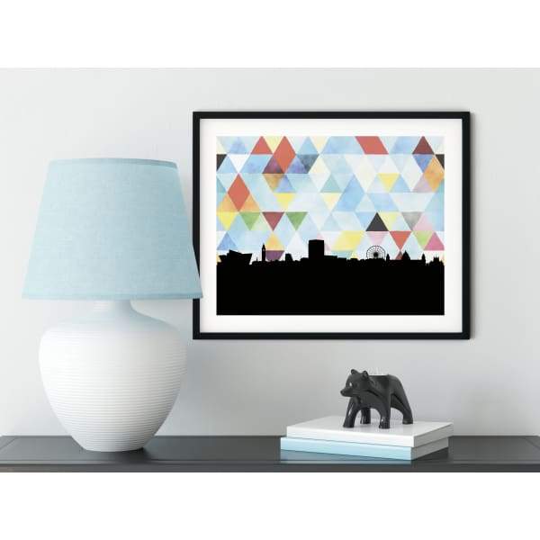 Belfast Ireland geometric skyline - 5x7 Unframed Print / LightSkyBlue - Geometric Skyline