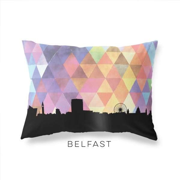 Belfast Ireland geometric skyline - Pillow | Lumbar / RebeccaPurple - Geometric Skyline