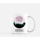 Bentonville Arkansas city skyline with vintage Bentonville map - Mug | 11 oz - City Map Skyline