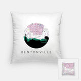 Bentonville Arkansas city skyline with vintage Bentonville map - Pillow | Square - City Map Skyline