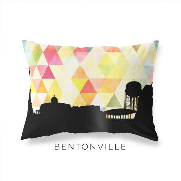 Bentonville Arkansas geometric skyline - Pillow | Lumbar / Yellow - Geometric Skyline