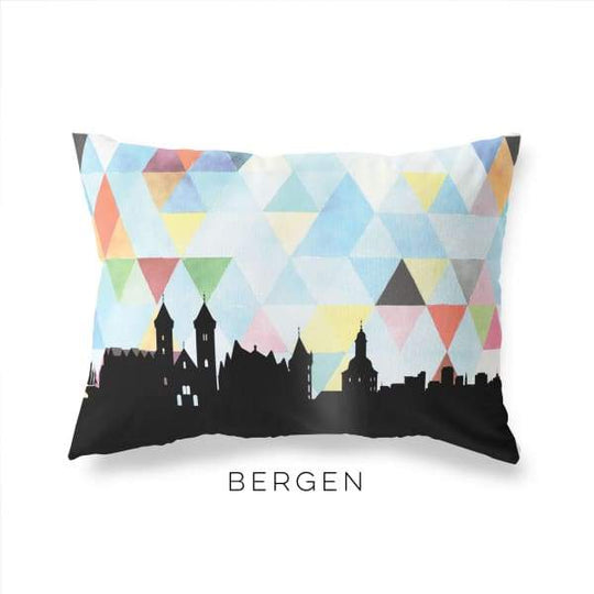 Bergen Norway geometric skyline - Pillow | Lumbar / LightSkyBlue - Geometric Skyline