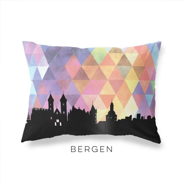 Bergen Norway geometric skyline - Pillow | Lumbar / RebeccaPurple - Geometric Skyline