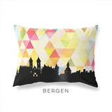Bergen Norway geometric skyline - Pillow | Lumbar / Yellow - Geometric Skyline