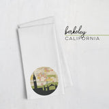 Berkeley California city skyline with vintage Berkeley map - Tea Towel - City Map Skyline