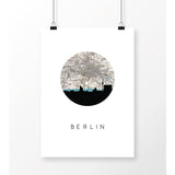 Berlin city skyline with vintage Berlin map - 5x7 Unframed Print - City Map Skyline