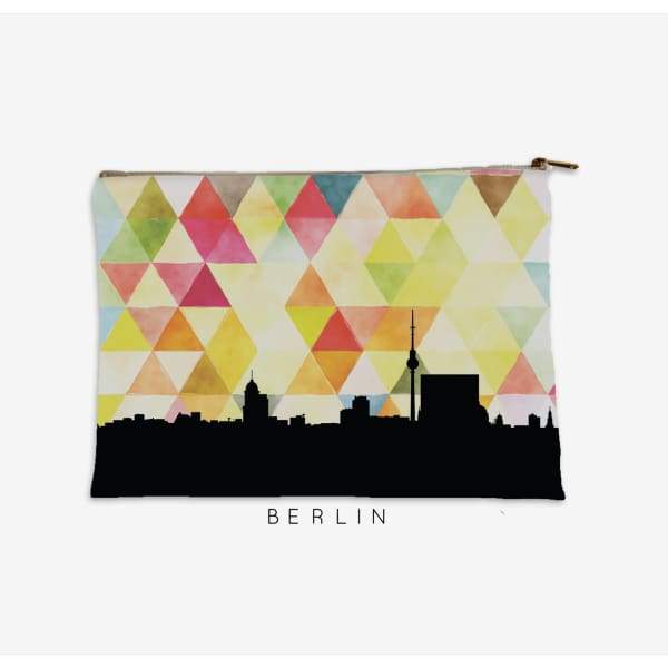 Berlin Germany geometric skyline - Pouch | Small / Yellow - Geometric Skyline