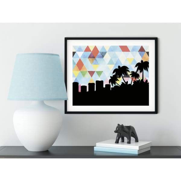 Bermuda geometric skyline - 5x7 Unframed Print / LightSkyBlue - Geometric Skyline